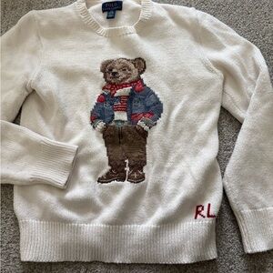 Polo by Ralph Lauren Cream Bear Sweater for Girls